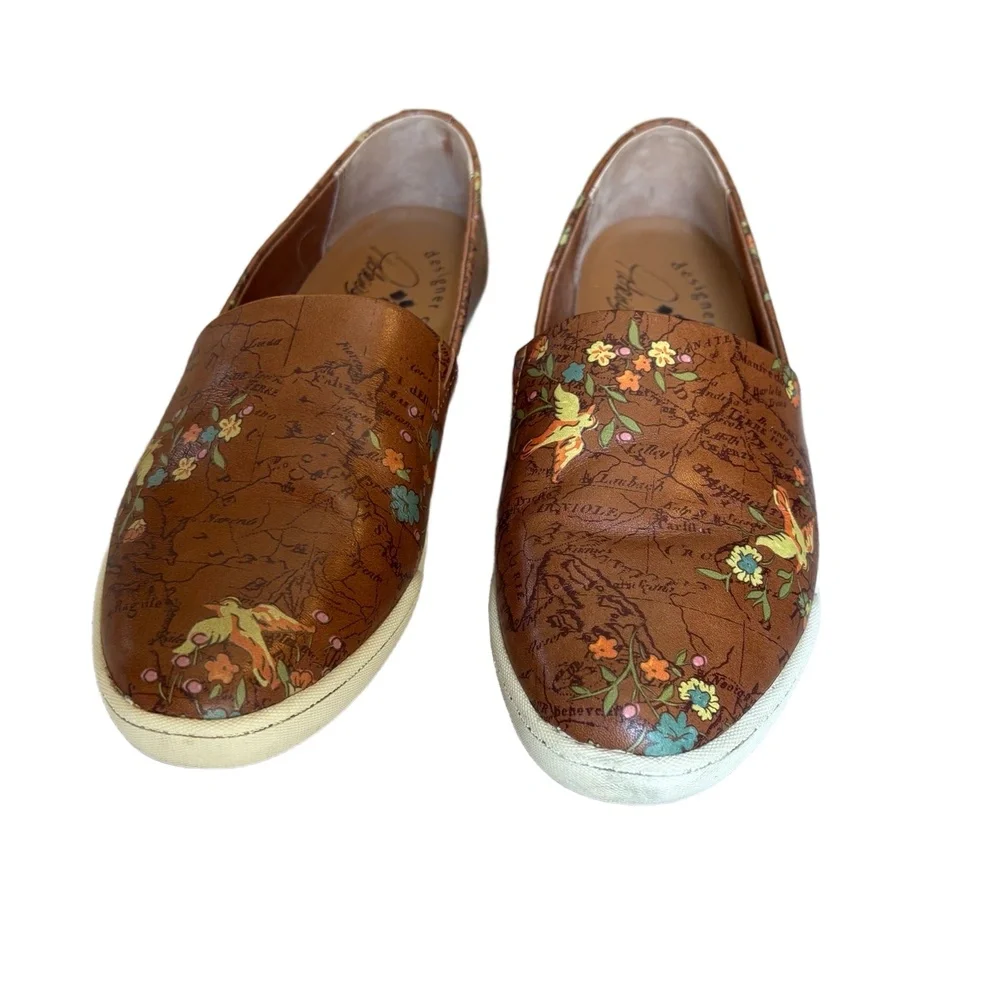 Patricia Nash Loafers Women Size 8.5 Brown Pointed Toe Floral Map Boho